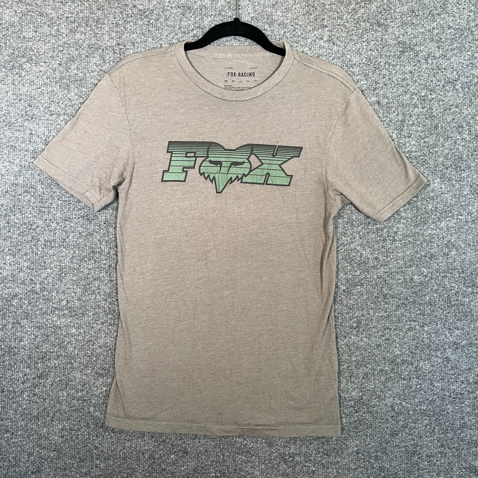 Fox Racing Shirt Mens Small Gray Short Sleeve Tshirt Stretch Logo Racing Casual